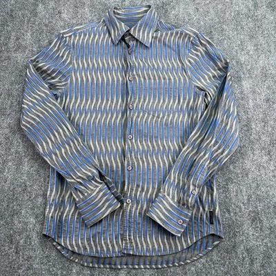 Armani Exchange A/X Shirt Men Small Gray Striped Long Sleeve Button Up Designer - Image 1 of 4