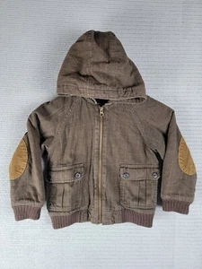 Baby Gap jacket hooded brown plaid toddler 5 yrs old casual warm winter coat - Picture 1 of 11