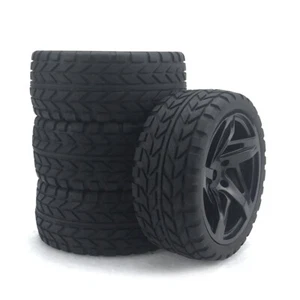 4x 1/10 RC 12mm Hex Rubber Tires &Wheel Rims Set For HSP HPI On-Road Racing Car - Picture 1 of 7