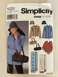 Simplicity 5253 leicht zu nähen Poncho Jacke Mütze Tasche Schal HH 6-12 neu ungeschnitten - Bild 1 von 5