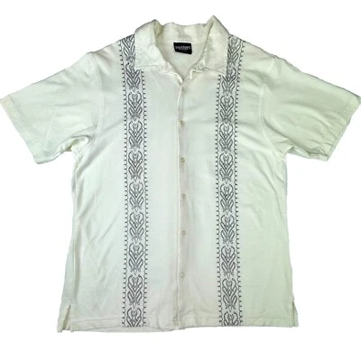 Camisa Steve Barrys Para Hombre Talla Grande Camisa Abotonada Bordada Marfil Playa Foto 1 de 4