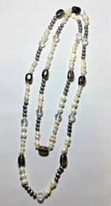 Collana di perle Barocche, quarzo Fumé e cristallo di rocca. Lunga cm. 130 - Foto 1 di 3