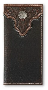 Ariat Western Boys Rodeo Wallet Youth Leather Floral Overlay Brown A3551502 - Picture 1 of 2
