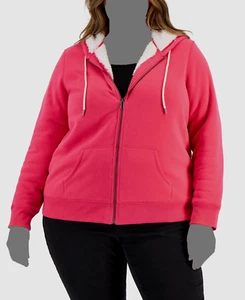 $57 Style & Co Women's Pink Full-Zip Sherpa-Lined Cotton Hoodie Plus Size 3X - Picture 1 of 2