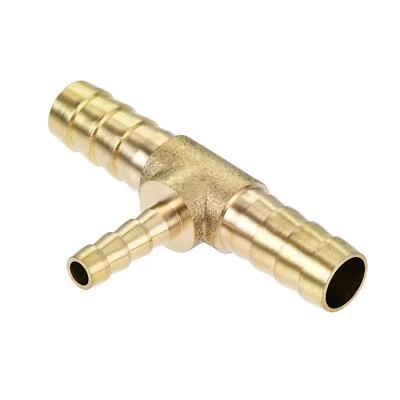 Reducing Barb Hose Fitting Tee Pipe Connector Brass 5/16" x 5/16" x  3/16" - Image 1 of 4