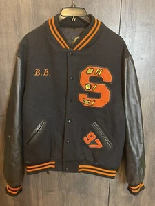 Vintage Highschool Sports Lettermans Jacket Adult XL Black Gunn - Picture 1 of 7