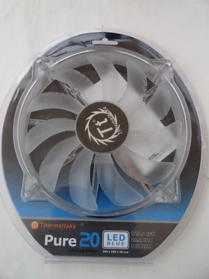 BLUE GAMING CASE Fan Thermaltake Pure 20 LED 200mm x 30 mm CL-F016-PL20BU-A NEW - Image 1 of 4