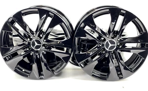 18" MERCEDES RIMS OEM BLACK 5X112MM TRIPLE GLOSS BLACK 5 DOUBLE SPOKE - Picture 1 of 8