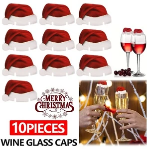 10pcs Christmas Hat Wine Glass Decoration Card Party Tableware Party Supplies - Picture 1 of 11