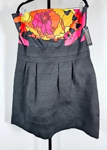 NY & Co Plus Strapless Black and Floral Print A-Line Mini Dress Size 2X - Picture 1 of 10