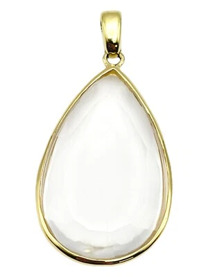 Ippolita Pendant Polished Gold Clear Quartz Teardrop 18K Yellow Gold 1 7/8" Long - Image 1 of 4