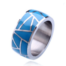 10mm Stainless Steel Size 7-12 AAA Enamel Band Men/Womens Silver/Gold-Color Ring