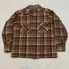 Vintage 60s Pendleton Loop Collar Plaid Wool Flannel Button Up Shirt L Brown USA