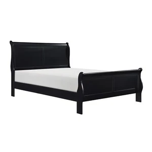 BLACK LOUIS PHILIPPE KING SLEIGH BED BEDROOM FURNITURE - Picture 1 of 2