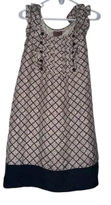 Juicy Couture 100% Silk Sleeveless Shift Dress Sz 8 Cream Red Blue Nautical - Picture 1 of 8