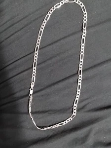 ITALY 925 SOLID Sterling Silver FIGARO Chain Necklace 24" .925 - Picture 1 of 4