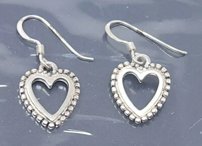 Vintage South Western Sterling Silver Heart Dangling Pierced Earrings - image 1 of 2