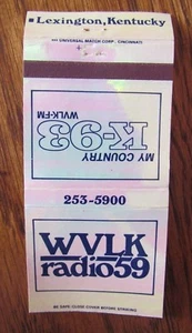 MEDIA RADIO STATION MATCHBOOK COVER: WVLK-FM 99 (LEXINGTON, KENTUCKY) -K14 - Picture 1 of 2