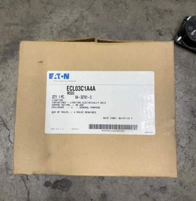 EATON CUTLER HAMMER ECL03C1A4A Electrically Held Lighting Contactor 84327613 NOB - Image 1 of 2