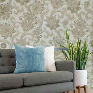 Beige Taupe brown Giacomo Bohemian flowers Monarchos Paisley floral wallpaper 3D - Picture 1 of 13