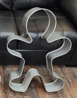 29" Large Silver Metal Gingerbread Man Cookie Cutter Wall Decor Christmas - Image 1 of 4
