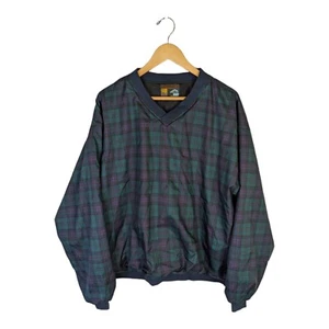 Forresters Outerwear Mens XXL Green Tartan Plaid V-Neck Windbreaker Golf Jacket - Picture 1 of 5
