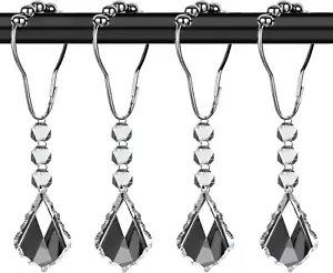 Crystal Diamond Gem Shower Curtain Hooks Rings for Bathroom【12Pack】, Bling Maple - Picture 1 of 7
