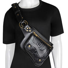 Lady's Leather Crossbody Bag Punk Rock Motorcycle Waist Pack Outdoor Sport Bags