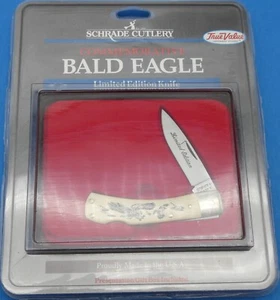 Schrade USA 515SC Scrimshaw “Bald Eagle” Lockback Knife-Box/Papers/Clampac-1990. - Picture 1 of 3