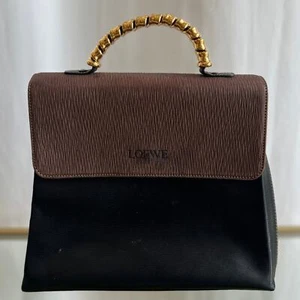 LOEWE Velazquez Black Leather Gold Top Handle Satchel - Picture 1 of 11