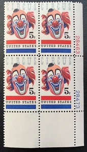 1966 US SCOTT #1309 AMERICAN CIRCUS ISSUE 5C PLATE BLOCK OF 4 X2# MNH OG VF - Picture 1 of 2