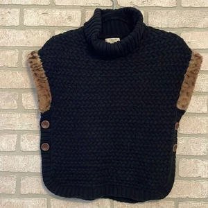 Aspen kids Black and leopard print knit turtleneck poncho sweater 12 years - Picture 1 of 7