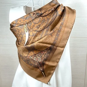 Vtg HERMES Carre 90 Silk Scarf Arabia II by Rybal Square 35" Beige/Brown Used - Picture 1 of 24