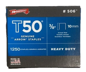 ARROW T50 ORIGINAL HEFTKLAMMERN 3/8-ZOLL 1250 PACK #506 NEU (1) - Bild 1 von 2