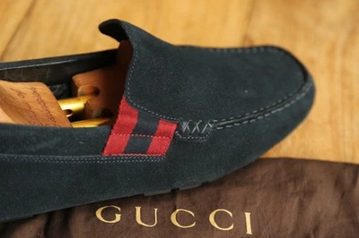 Gucci Azul Gamuza Mocasines Zapatos para Conducir Para Hombres Reino Unido 8.5 EE. UU. 9.5 UE 42.5 G Foto 1 de 4