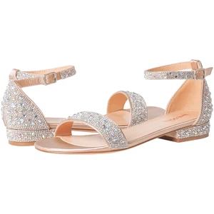 Sparkly Sandals for Women Rhinestone Heels Bridal Wedding Shoes Low Block Heel - Picture 1 of 12