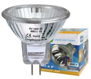 2 x MR11 10W Halogen Light Bulbs Lamp 6V 10W Bulb Fibre Optic Christmas Tree - Picture 1 of 12
