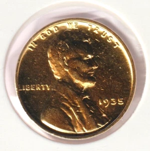 Rare Old Antique 1935 US Lincoln 24k Gold Plated Cent Penny Collection Coin USA - Picture 1 of 2