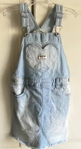 Osh Kosh Overalls Skirt Girls 5 Light Blue Denim Heart - Picture 1 of 7