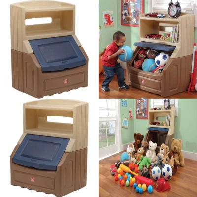  Cubo de almacenamiento de plástico para niños 38" H y organizador de juguetes Step2 levantar y ocultar azul Foto 1 de 2