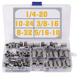 Stainless Steel Rivet Nuts Kit #8-32#10-24 1/4"-20 5/16"-18 3/8"-16 Threaded ... - Picture 1 of 7