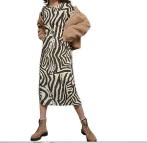 NWT Anthropologie Cory Lynn Calter Dress Zebra Print Midi Womens Small Org $168. - Picture 1 of 13