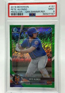 2018 Bowman Chrome #137 Pete Alonso GREEN SHIMMER ~ Serial #38/99 ~ ROOKIE CARD - Picture 1 of 12