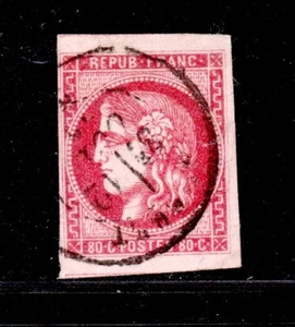 + BRIEFMARKE CERES BORDEAUX Nr. 49C / KARMINROT / SIGN. CALVES / COTE 1300 E / - Bild 1 von 2