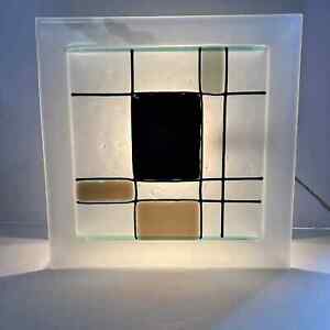 Artist Fused Glass Light Cube Handmade Vintage Home Decor