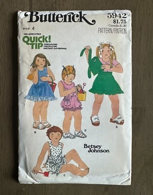 1979 BUTTERICK 5942 GIRLS "BETSEY JOHNSON" BIB SKIRT & BLOOMERS PATTERN 4 UC FF - Image 1 of 2