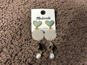 MADEWELL STERLING SILVER POST FRESH WATER PEARL STATEMENT EARRINGS