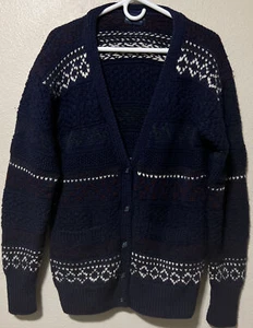 Vtg Nordstrom Individualist Sportwear Heavy Cable Hand Knit Cardigan Small  SW32 - Picture 1 of 5
