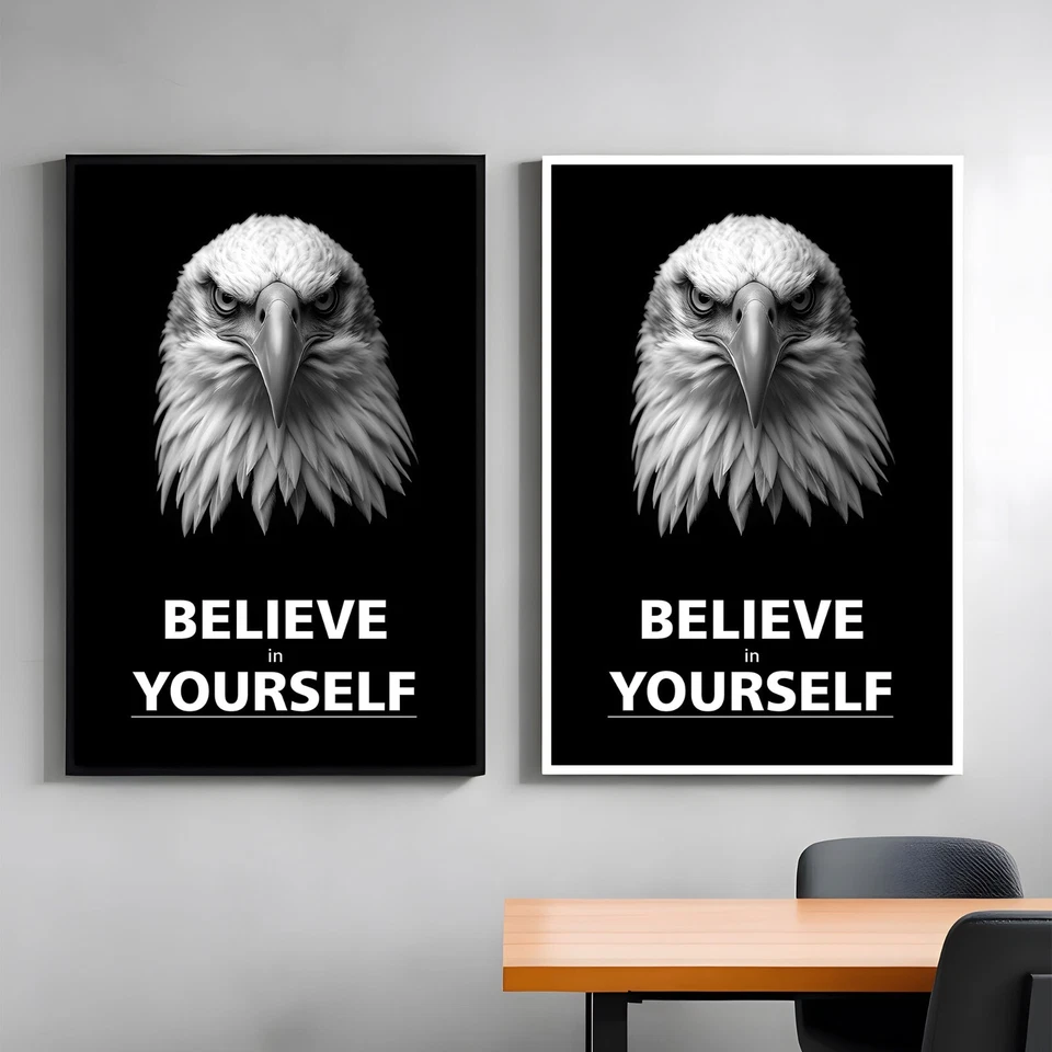 Acredite em si mesmo, pôster motivacional, arte de parede motivação animal, motivação - Imagem 1 de 1