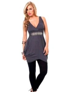 4702 Gris Plata Llamarada Corta Ajustado Informal Cóctel Club nocturno Vestido S M L XL - Imagen 1 de 3